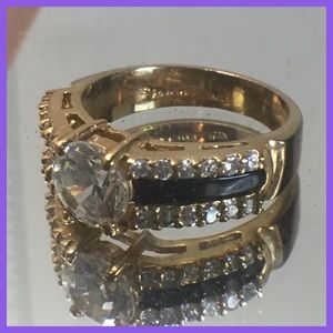 Gold, Onyx & CZ Ring